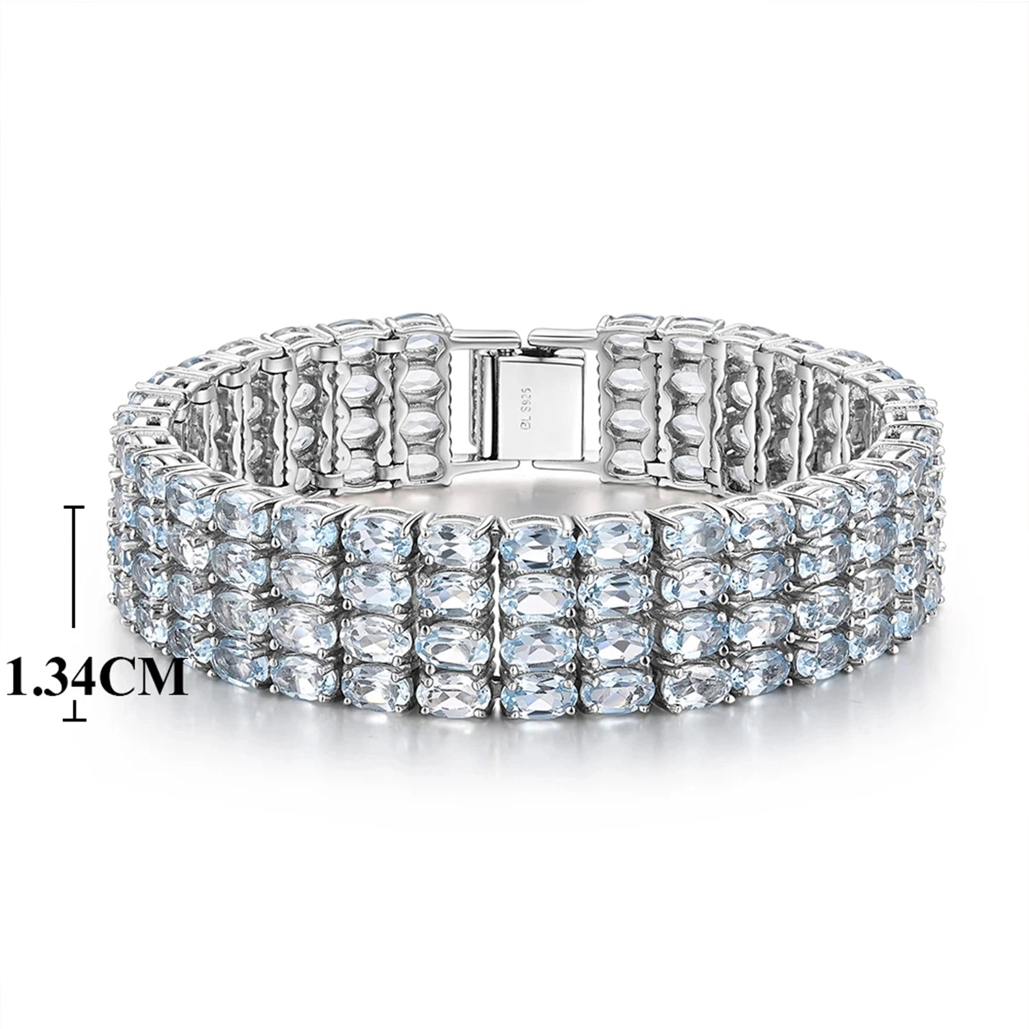 Sky Blue Topaz Geometric Silver Bracelet